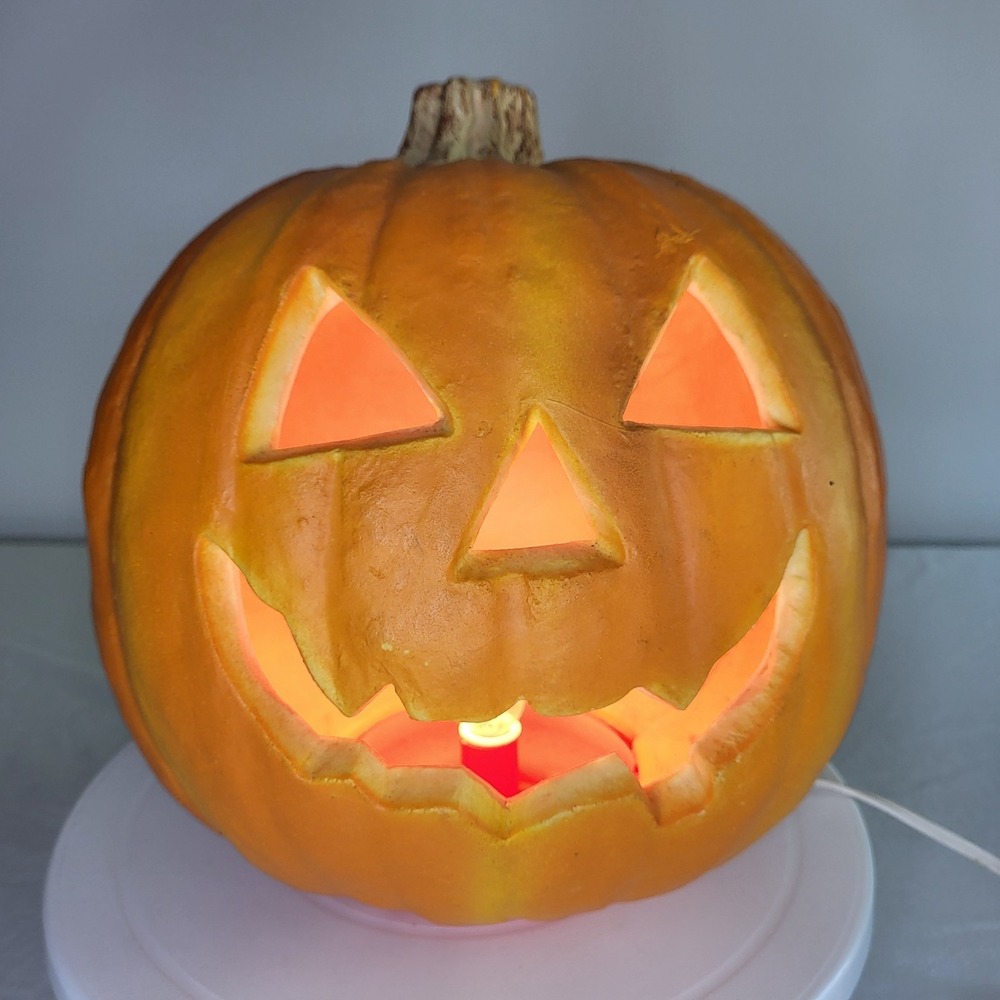 Trendmasters Halloween Jack O Lantern Orange Foam Mold Light Up Pumpkin Vtg 1993